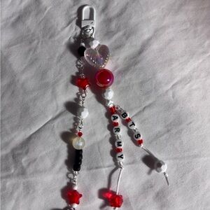 Colorful Beaded Keychain with Heart Charm